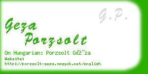 geza porzsolt business card